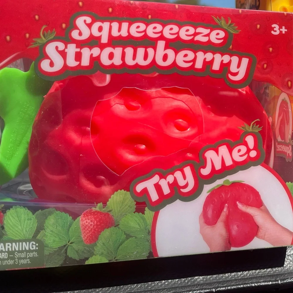 Super VIRAL & HARD find..Squeeze Strawberry Stress Relief Squishy Toy - Red